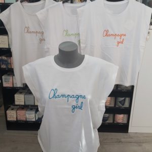 tee shirt blanc champagne girl