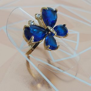 bague papillon bleu acier inoxydable
