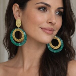 boucle d'oreille vert emeraude