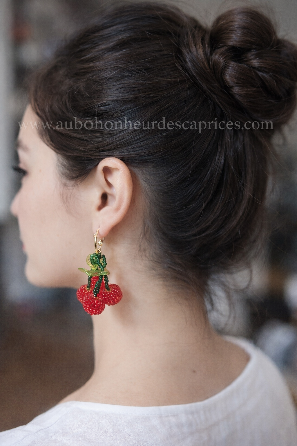 boucles d'oreilles cerise