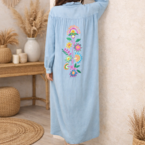 robe jean longue brode