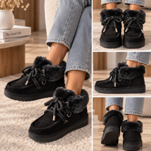 Bottines fourrées noires femme