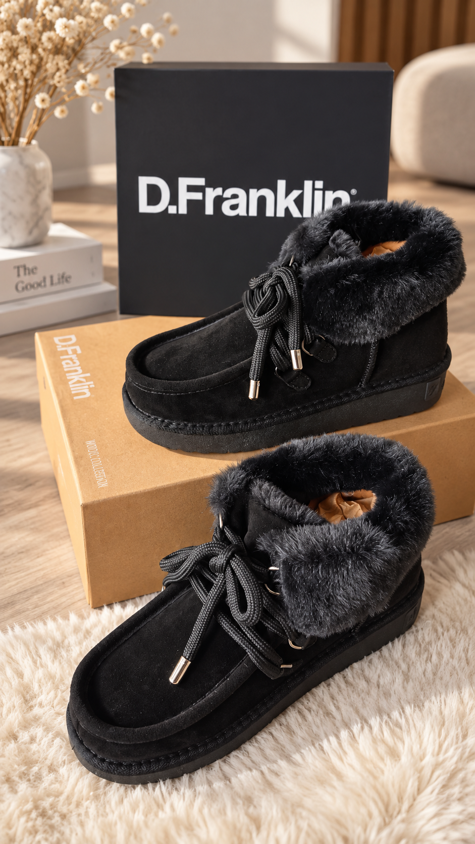 Bottines fourrées noires femme