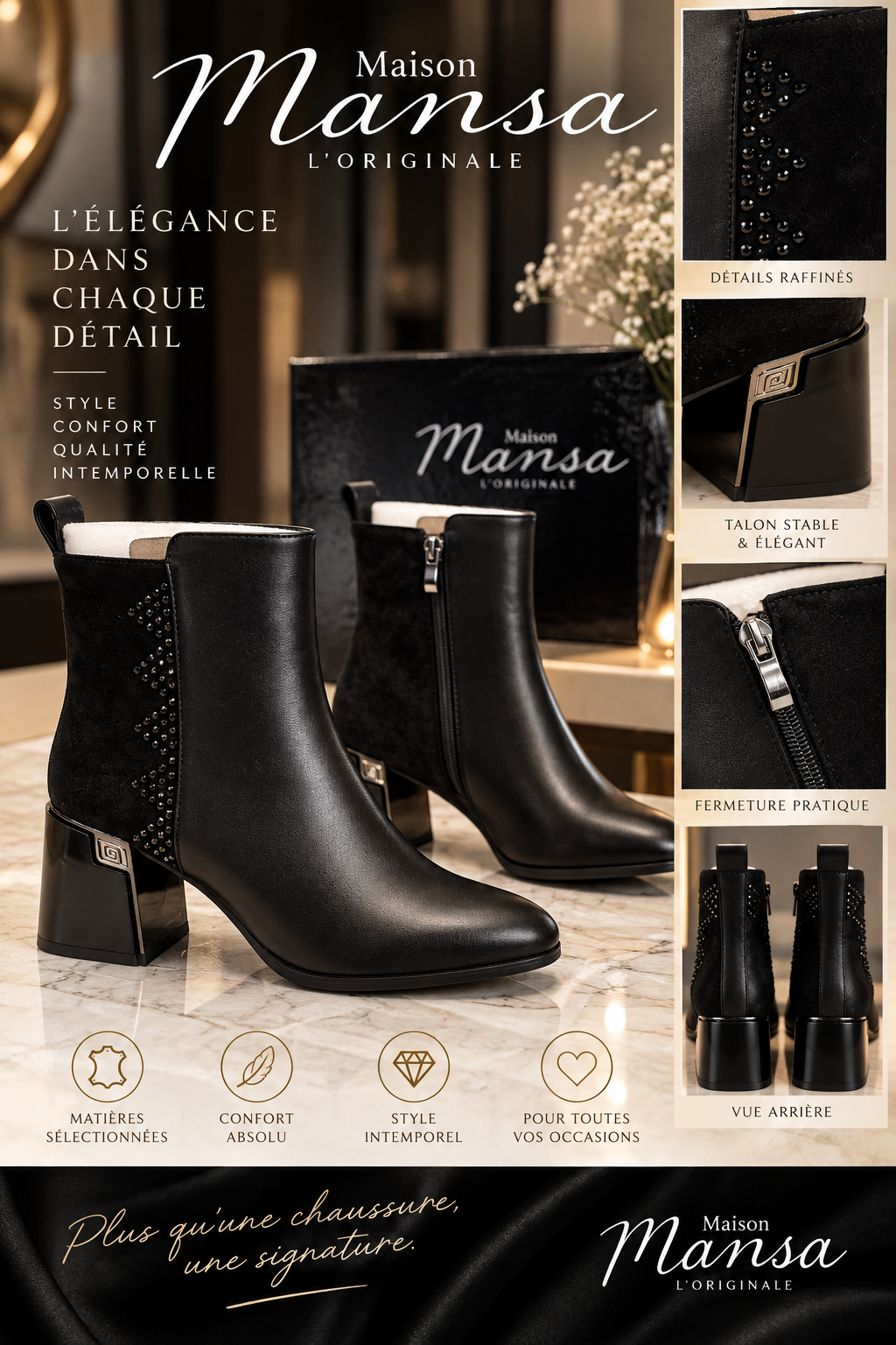 Bottines noires Mansa