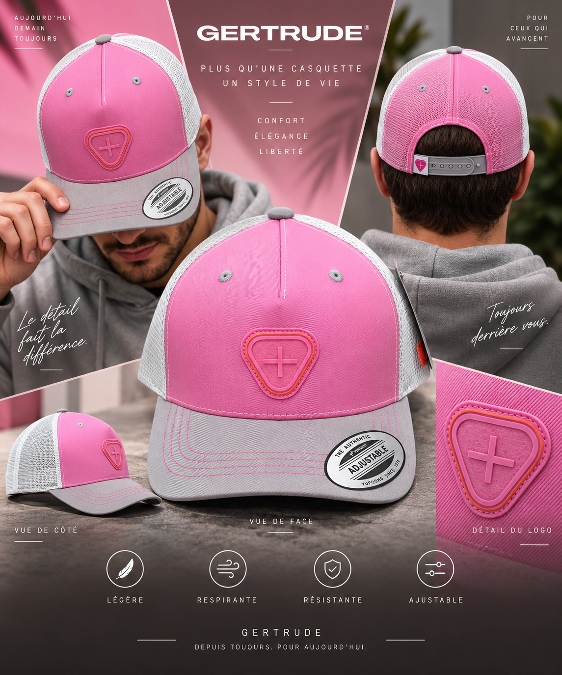 Casquette rose foncée Gertrude